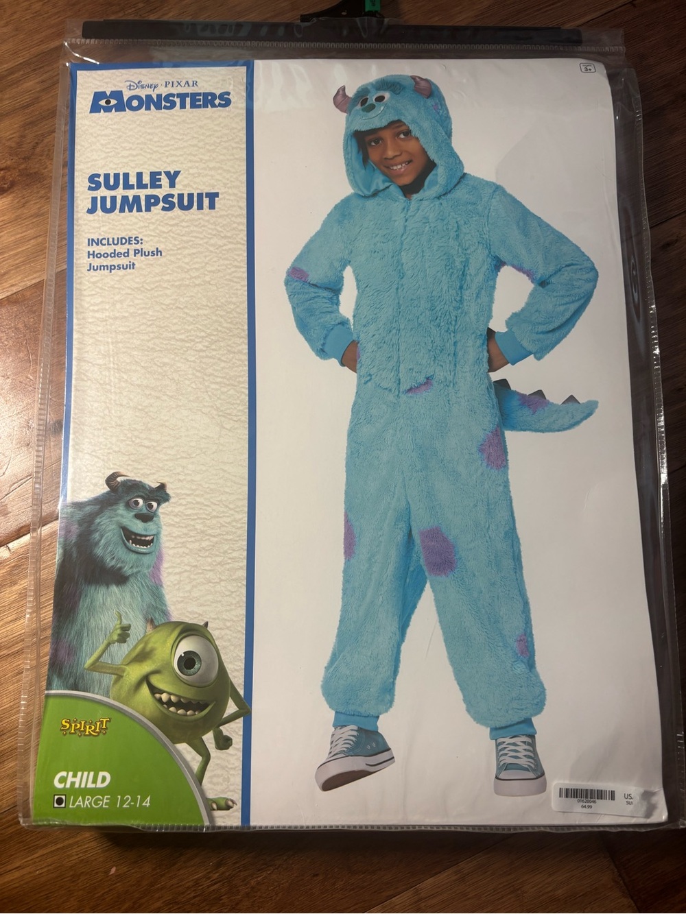 Disney Sulley Plush Hooded Blue and Purple Hooded Jumpsuit Costume - Kids 12-14